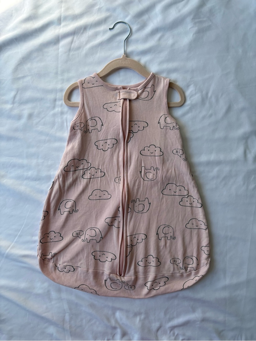 🌸 Baby girl Carter's Pink Elephant & Cloud Sleeveless Sleep Sack